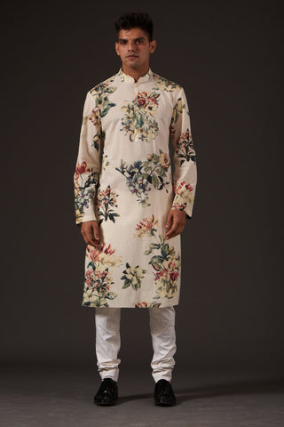 Balance By Rohit Bal-Ivory Floral Digital Printed Kurta-INDIASPOPUP.COM