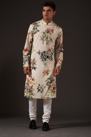 Balance By Rohit Bal-Ivory Floral Digital Printed Kurta-INDIASPOPUP.COM