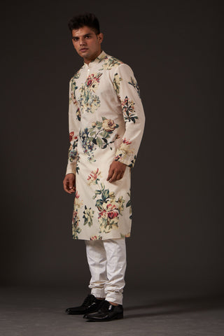 Balance By Rohit Bal-Ivory Floral Digital Printed Kurta-INDIASPOPUP.COM