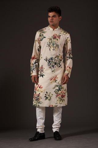 Balance By Rohit Bal-Ivory Floral Digital Printed Kurta-INDIASPOPUP.COM