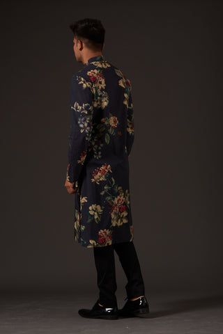 Balance By Rohit Bal-Black Floral Digital Printed Kurta-INDIASPOPUP.COM
