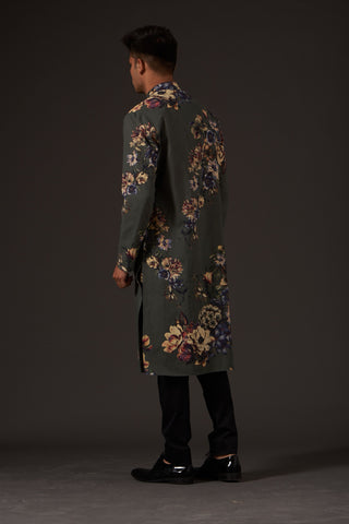 Balance By Rohit Bal-Grey Floral Digital Printed Kurta-INDIASPOPUP.COM