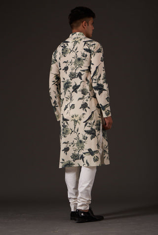 Balance By Rohit Bal-Ivory Floral Printed Kurta-INDIASPOPUP.COM