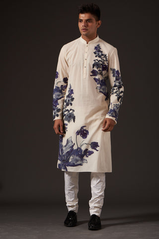 Balance By Rohit Bal-Ivory Printed Kurta-INDIASPOPUP.COM