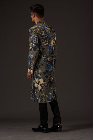 Balance By Rohit Bal-Grey Printed Kurta-INDIASPOPUP.COM
