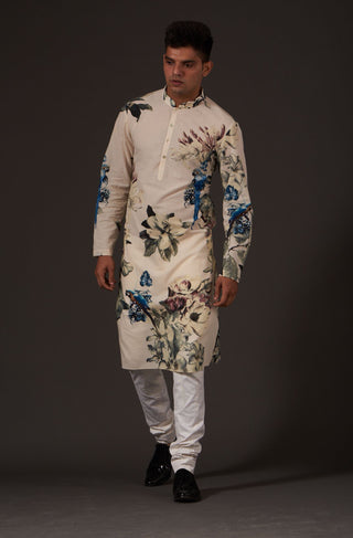 Balance By Rohit Bal-Ivory Floral Printed Kurta-INDIASPOPUP.COM