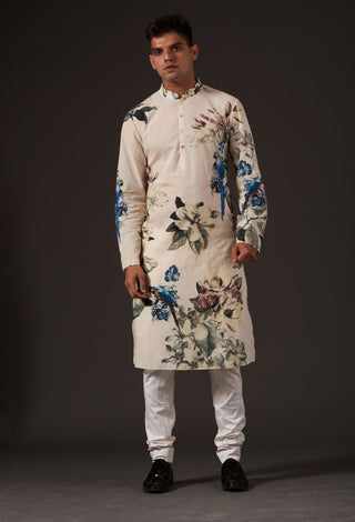 Balance By Rohit Bal-Ivory Floral Printed Kurta-INDIASPOPUP.COM