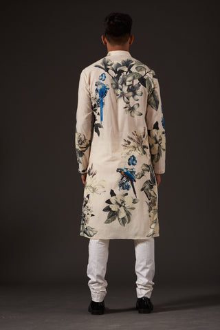 Balance By Rohit Bal-Ivory Floral Printed Kurta-INDIASPOPUP.COM