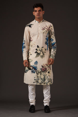 Balance By Rohit Bal-Ivory Floral Printed Kurta-INDIASPOPUP.COM