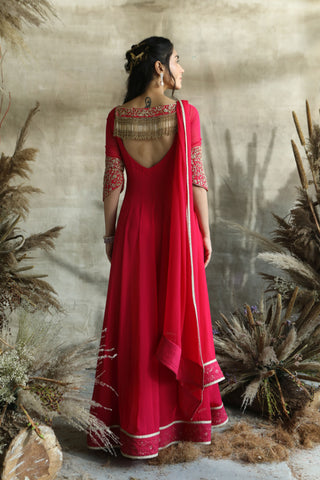 Turquoise By Rachit Khanna-Hot Pink Anarkali Set-INDIASPOPUP.COM