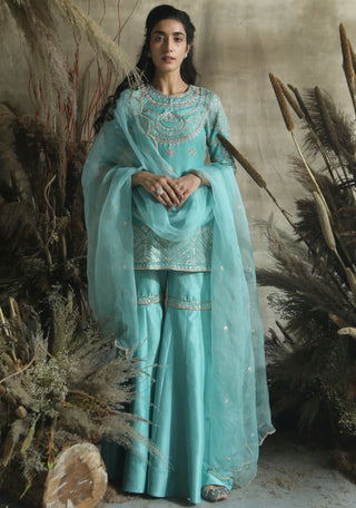 Turquoise By Rachit Khanna-Dark Turquoise Kurta Set-INDIASPOPUP.COM