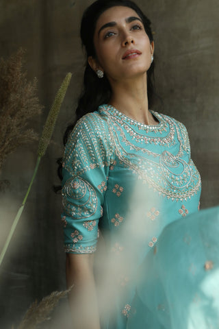 Turquoise By Rachit Khanna-Dark Turquoise Kurta Set-INDIASPOPUP.COM