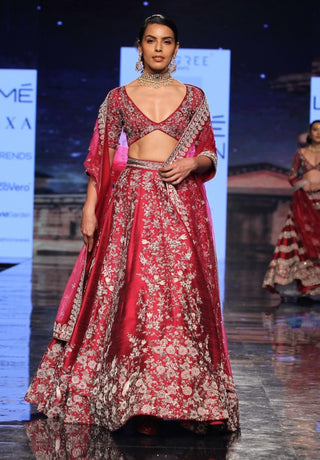 Varun Chakkilam-Plum Embroidered Lehenga With Blouse-INDIASPOPUP.COM