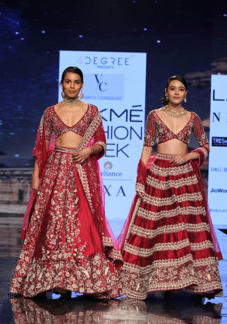 Varun Chakkilam-Plum Embroidered Lehenga With Blouse-INDIASPOPUP.COM
