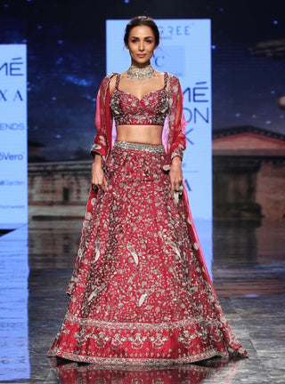 Varun Chakkilam-Plum Embroidered Lehenga Set With Duppata-INDIASPOPUP.COM