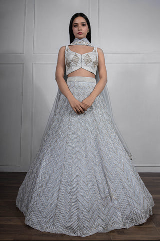 Ritika Mirchandani-Grey Gold Embroidered Lehenga Set-INDIASPOPUP.COM