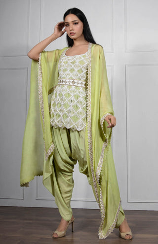 Ritika Mirchandani-Ivory Jade Green Embroidered Kurta Set-INDIASPOPUP.COM