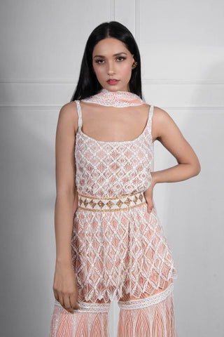 Ritika Mirchandani-Ivory Peach Embroidered Sharara Set-INDIASPOPUP.COM