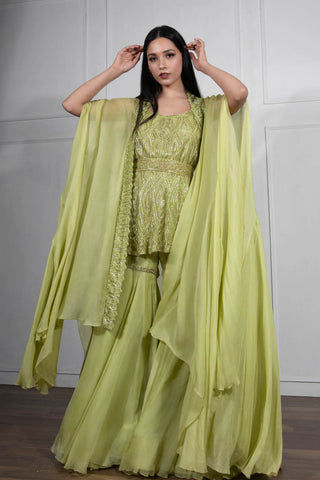 Ritika Mirchandani-Jade Green Embroidered Sharara Set-INDIASPOPUP.COM
