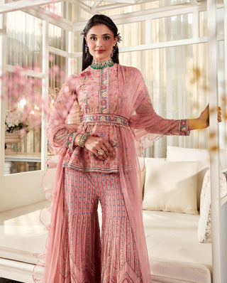 Ridhi Mehra-Calla Pink Embroidered Garara Set-INDIASPOPUP.COM