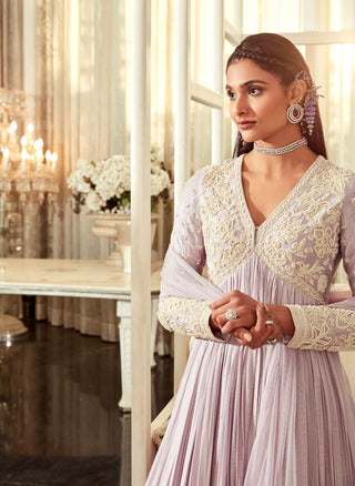 Ridhi Mehra-Posie Lilac Embroidered Anarkali Set-INDIASPOPUP.COM