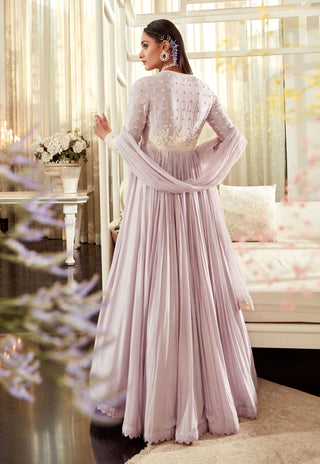 Ridhi Mehra-Posie Lilac Embroidered Anarkali Set-INDIASPOPUP.COM