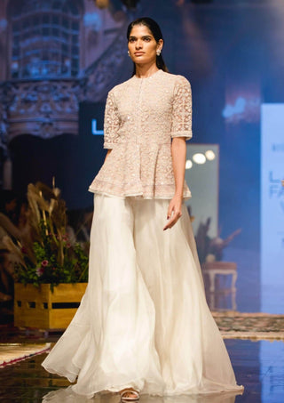 Ridhi Mehra-Champagne & Ivory Peplum With Sharara-INDIASPOPUP.COM