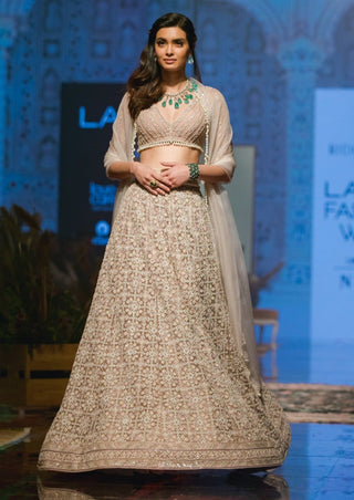 Ridhi Mehra - Champagne & Ivory Lehenga Set - INDIASPOPUP.COM