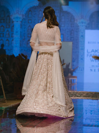 Ridhi Mehra - Champagne & Ivory Lehenga Set - INDIASPOPUP.COM