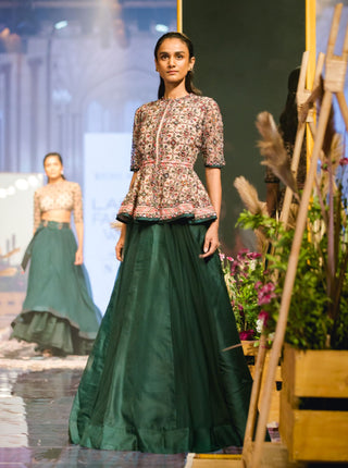 Ridhi Mehra-Deep Green Peplum Top With Sharara-INDIASPOPUP.COM