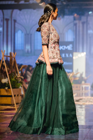 Ridhi Mehra-Deep Green Peplum Top With Sharara-INDIASPOPUP.COM