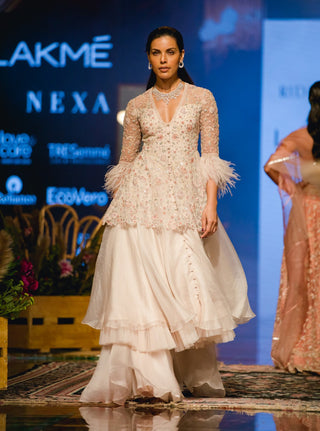 Ridhi Mehra - Ivory Embroidered Anarkali Set - INDIASPOPUP.COM