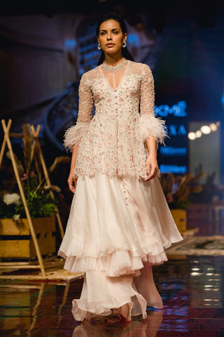 Ridhi Mehra - Ivory Embroidered Anarkali Set - INDIASPOPUP.COM
