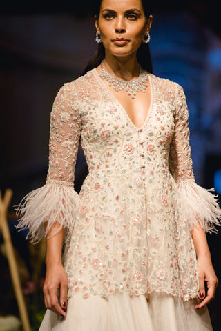 Ridhi Mehra - Ivory Embroidered Anarkali Set - INDIASPOPUP.COM