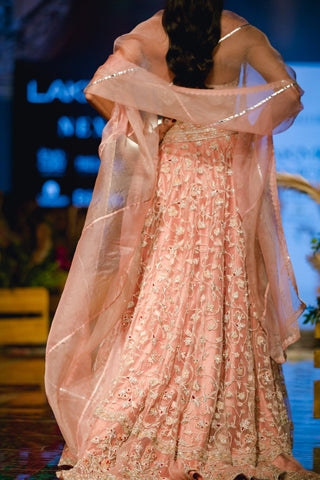 Ridhi Mehra - Peach Embroidered Lehenga Set - INDIASPOPUP.COM
