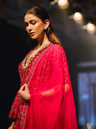Ridhi Mehra - Deep Fuschia Lehenga Set With Peplum - INDIASPOPUP.COM