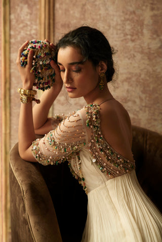 Ridhi Mehra-Ivory Anarkali Set-INDIASPOPUP.COM