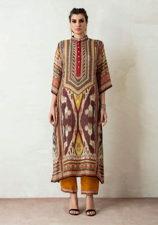 Rajdeep Ranawat-Beige Long Kurta With Palazzo-INDIASPOPUP.COM