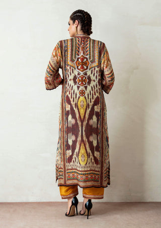 Rajdeep Ranawat-Beige Long Kurta With Palazzo-INDIASPOPUP.COM