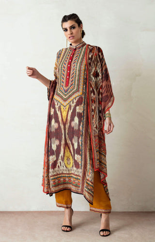 Rajdeep Ranawat-Beige Long Kurta With Palazzo And Stole-INDIASPOPUP.COM
