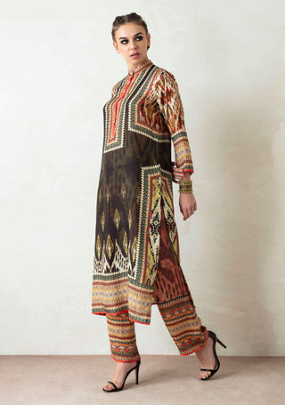 Rajdeep Ranawat-Multicolor Slit Tunic With Printed Palazzo-INDIASPOPUP.COM