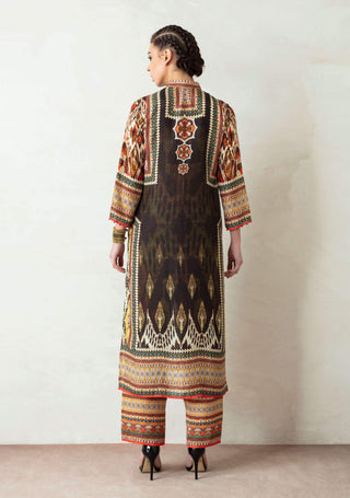 Rajdeep Ranawat-Multicolor Slit Tunic With Printed Palazzo-INDIASPOPUP.COM