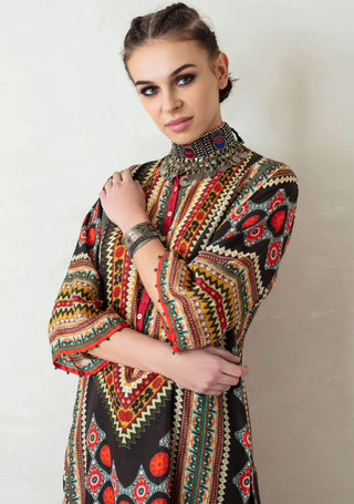 Rajdeep Ranawat-Black-Red Panelled Kurta With Palazzo-INDIASPOPUP.COM