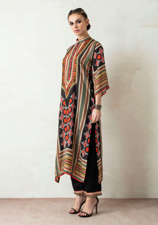 Rajdeep Ranawat-Black-Red Panelled Kurta With Palazzo-INDIASPOPUP.COM