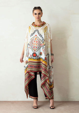 Rajdeep Ranawat-Ivory Cowl Neck Tunic With Palazzo-INDIASPOPUP.COM