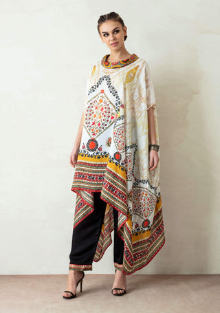 Rajdeep Ranawat-Ivory Cowl Neck Tunic With Palazzo-INDIASPOPUP.COM