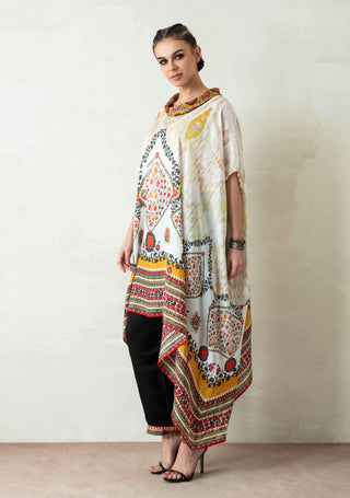 Rajdeep Ranawat-Ivory Cowl Neck Tunic With Palazzo-INDIASPOPUP.COM