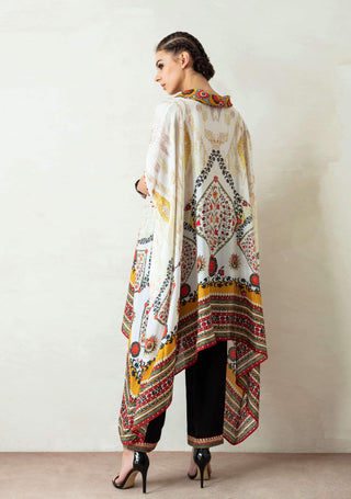 Rajdeep Ranawat-Ivory Cowl Neck Tunic With Palazzo-INDIASPOPUP.COM