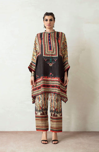 Rajdeep Ranawat-Black Printed Tunic With Palazzo-INDIASPOPUP.COM