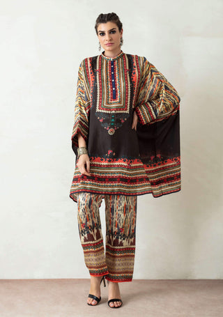 Rajdeep Ranawat-Black Printed Tunic With Palazzo-INDIASPOPUP.COM